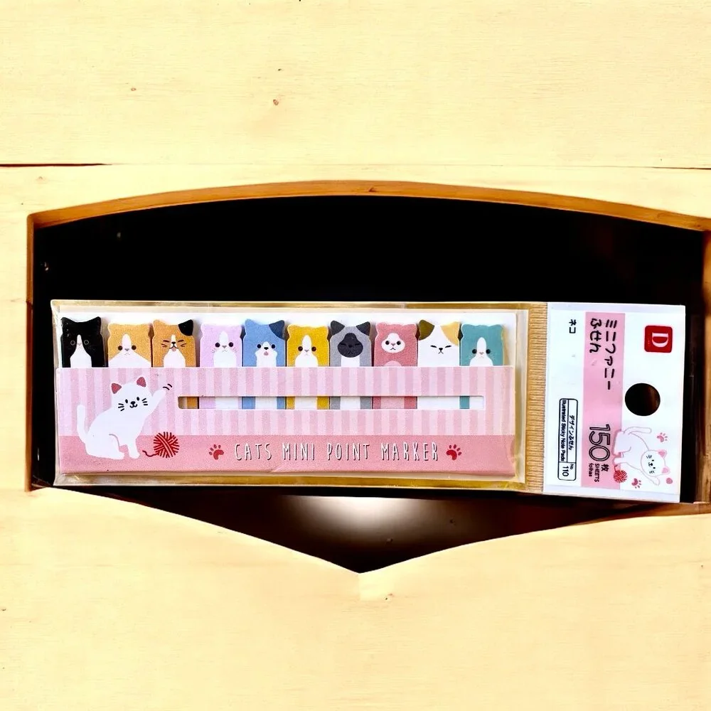 Cat Shape Sticky Note Flags Book Marker Memo from Japan 150 Sheets NEW